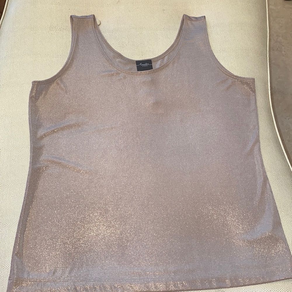 Chicos Travelers Liquid Shimmer Gold Tank